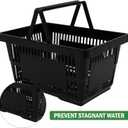 12 x 12PCS Shopping Baskets with Handles, 21L Durable Plastic Shopping Cart, Portable Grocery Basket for Supermarket Retail Shop Book Store Laundry, Black