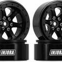 INJORA 1.3 Aluminium Beadlock Wheel Rims - Negative Offset -4.05mm for TRX4M SCX24 Upgrade 1/24 1/18 RC Crawler Car(Black)