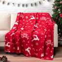 PAVILIA Christmas Throw Blanket | Holiday Christmas Reindeer Snowflakes Fleece Blanket | Soft, Plush, Warm Winter Cabin Throw, 50x60 (Red Reindeer)