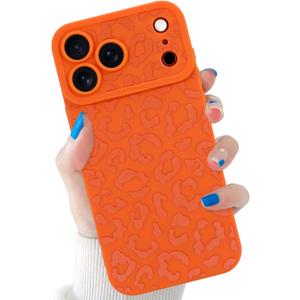 tharlet Compatible with iPhone 17 Pro Leopard Case Shockproof Soft TPU Military Grade Drop Protection Cheetah Print Women Girls Case for iPhone 17 Pro 6.3'' Orange Leopard