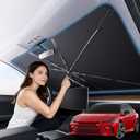 Zanch 2025 Upgraded Car Windshield Sun Shade [Cool Down by 75 ] with Heat Insulation Coating, Foldable Sunshade Umbrella with Flexible Handle & Ribs, Small (29''x53'') for Compact Cars, SUVs