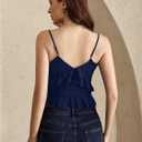 Women's Peplum Camisole Tops Spaghetti Strap Layered Ruffle Trim Going Out Tops (S)