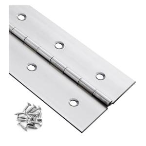 Piano Hinge 48 Inch x 1.5 Inch Stainless Steel Continuous & Piano Hinge Heavy Duty Piano Hinges, 0.04" Leaf Thickness, 0.5" Knuckle Length, Screw Included (Deformed)