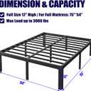 Hunlostten 12" Full Size Bed Frame No Box Spring Needed, Heavy Duty Metal Platform Bed Frame Full with Round Corners, Easy Assembly, Noise Free, Black