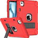 LTROP Case for iPad Air 11 inch M2 2024 Air 6th /10.9 Air 5th 2022/Air 4th 2020, Protective Cover with Kickstand Case for iPad Air 6 5 4 Generation, Red/Black