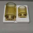 Makeup Brush Holder Organizer, Heavy Crystal Glass Brush Storage Holder, Vintage Cosmetic Make Up Bathroom Brushes Cup Pen Pencil Toothbrush Holder Striped Vase (S+L (amber))