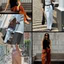 ZAFUL Womens Satin Pants Wide Leg High Waisted Cargo Pants Silky Dressy Casual Slack Trousers (Orange, XXL)