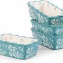 Wisenvoy Mini Loaf Pan Bread Pan Ceramic Loaf Pans for Baking Bread Mini Bread Loaf Pans 4-Pieces Bread Baking Pan (01 Turquoise)