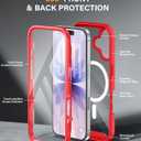 Magnetic for iPhone 17 Case with Built-in Sensitive Screen Protector, Full-Body Dual Front & Back Protective Phone Case [Compatible with MagSafe] Drop Proof 17 Cover 6.3 Inch, Red