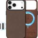 SHIELDON Top Grain Crazy Horse Leather Case for iPhone 17 Pro Max 6.9" 2025, Compatible with Magsafe, Updated Camera Button, Slim Magnetic Wireless Charging, Shockproof, Camera Bump Frame - Dark Brown