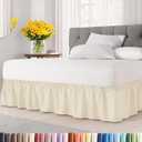 Wrap Around Dust Ruffle Bed Skirt - Off White - for King Size Beds w/ 12 Inch Drop - Easy Fit Elastic Strap - Adjustable Pleated Bedskirt w/Brushed Fabric - Wrinkle Free - Women, Men, Kids & Teens