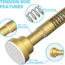1 Pack Gold Spring Tension Curtain Rod 30-64 Inches, 7/8" inch Adjustable Curtain Rod No Drill, Anti-slip Spring Curtain Rod for Windows Bathroom Kitchen Closet Doorway