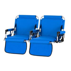 GREEN PARTY Stadium Seat for Bleachers Portable Outdoor Floor Folding Stadium Chair with Armrest, Back Support, Cup Holder, Mesh Bag and Hide Hooks