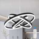 Modern Led Chandelier 3 Rings Black Pendant Lights Dimmable Chandeliers Color Temperature Height Adjustable Black Chandelier Led Pendant Light for Living Room Dining Room Bedroom Entryway