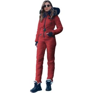 Yousify Womens Onesie Ski Suit Winter Outdoor Sports Waterproof Snowsuit Jumpsuits Jacket (Large, Z-Wine Red)