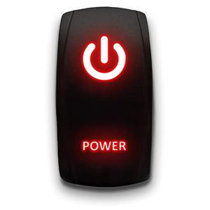 Power - Red - Laser Etched Toggle Switch 20A 12V - Vertical Rocker Switch 5-Pin DPST