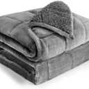 Cottonblue 20lbs Weighted Blanket Queen Size, 60x80 Inches Grey Sherpa Weighted Blanket Throw Sofa Bedding Heavy Blanket for Adults, Soft Cozy Fleece Blanket On Queen Bed