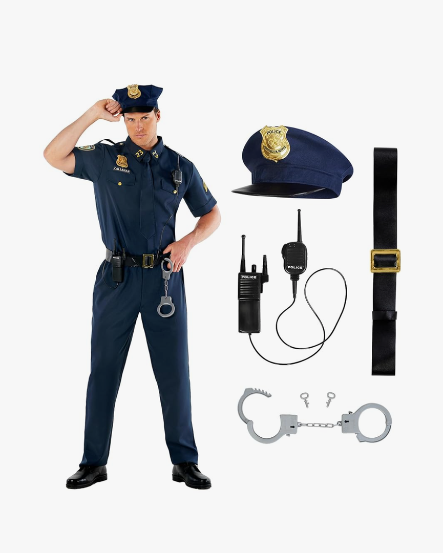 Morph Police Costume Men, Cop Outfit Men, Police Costume Adult, Halloween Costumes For Adults L