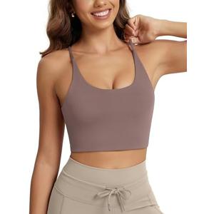 ODODOS Halter Sports Bra for Women Non Padded Strappy Cropped Tops Workout Yoga Crop, S