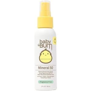 Baby Bum SPF 50 Sunscreen Spray | Mineral UVA/UVB Face and Body Protection for Sensitive Skin | Fragrance Free | Travel Size | 3 FL OZ