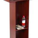 Wooden Podium Lectern Stand with Storage Shelves, Presentation Pulpit for Church Classroom (Reddish Brown)