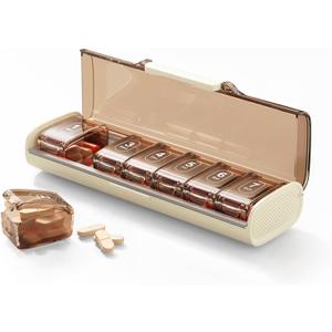 Weekly Pill Organizer,Portable 7 Day Pill Box,Moisture Proof Medicine Pill Organizer,Travel Pill Case with BPA-Free Material,Pocket-Size for Supplements & Vitamins (White)