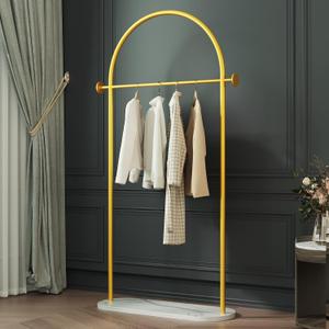 Gold Clothing Rack with Marble Base,Modern Metal Garment Rack for Bedroom,Entryway & Boutique Display,Sturdy Open Closet Clothes Rack for Hanging Clothes,Coat Rack freestanding Heavy Duty