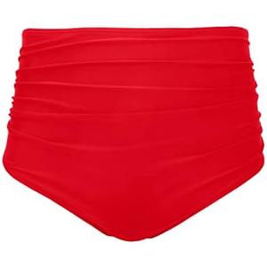 Tempt Me Women High Waisted Bikini Bottom Retro Ruched Swim Bottom Shirred Tankinis Brief, XXL