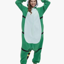 DarkCom Unisex Adult Green Lizard Onesie Halloween Costume One Piece Animal Pajamas Women Men Sleepwear Christmas Pajamas Size S