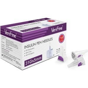 Insulin Pen Needles 31G 5mm, Ultra Fine Diatetic Needles for Insulin Injection, Compatible with Most Insulin Pen, 0.25mm x 5mm (5/32) (100 Count)
