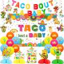 JOYMEMO Mexican Fiesta Baby Shower Decorations, Taco Bout A Baby Backdrop Banner Centerpieces Cake Topper Hanging Swirls with Printed Balloons, Mexican Fiesta Decor for Pregnancy Themed Party