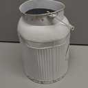 Yoillione Milk Jug, Farmhouse Vase, Decor with Handle - White Metal Vase for Artificial Flowers (Large)