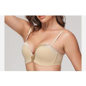 Women's Strapless Bra Full Figure Wireless Push Up Bras Seamless Multiway Convertible Straps Size 34 B, Nude 
