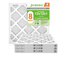 12x12x1 AC Furnace Air Filters,(4-Pack) MERV 8 Dust Defense, JASENG MPR 600 Pleated HVAC Replacement Air Filter (exact dimensions: 11 3/4"x11 3/4"x3/4")