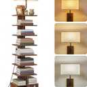 HOOBRO Narrow Bookshelf, 9-Tier Bookshelf with Light, Spine Book Shelf for Small Apartment, Tall Floor Standing Book Organizer, for Living Room, Office, Bedroom, Rustic Brown FG09DSJ01, 13.8"L x 9.4"W x 67.7"H