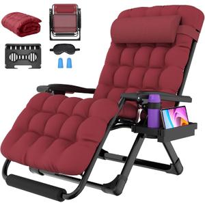 Suteck Oversized Zero Gravity Chair,33In XXL Outdoor Recliner Chair w/Removable Cushion&Headrest, Camping Lounge Chair w/Upgraded Lock&Footrest, Reclining Patio Chairs for Indoor Outdoor,500LBS