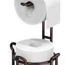 Toilet Paper Holder Stand Tissue Paper Roll Dispenser with Shelf for Bathroom Storage Holds Reserve Mega Rolls-Bronze