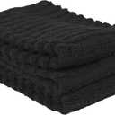 Ritz Royale Collection 100% Combed Terry Cotton, Highly Absorbent, Kitchen Dish Cloth Set, 13-3/4" x 12", 3-Pack, Solid, Black