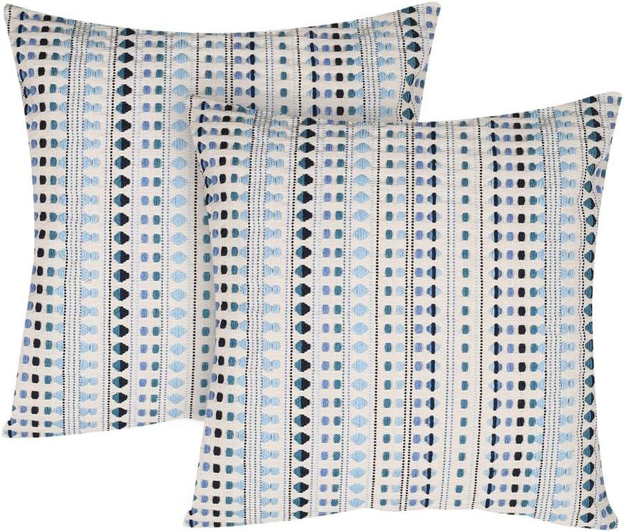 DONGKER Boho Striped Pillow Cover,2 PCS Bedroom Decor Pillowcase with Invisible Zipper for Couch Bedroom Sofa Living Room Decor(Without Pillow Insert) (Navy Blue 45*45cm)