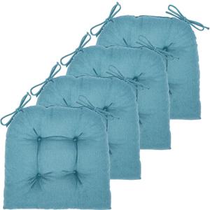 Chair Cushion, Chair Cushions for Dining Chairs, Chair Pads and Mat with Ties for Indoor Kitchen Seat and Desk (Teal, 4 Count - 17 x 16 in)