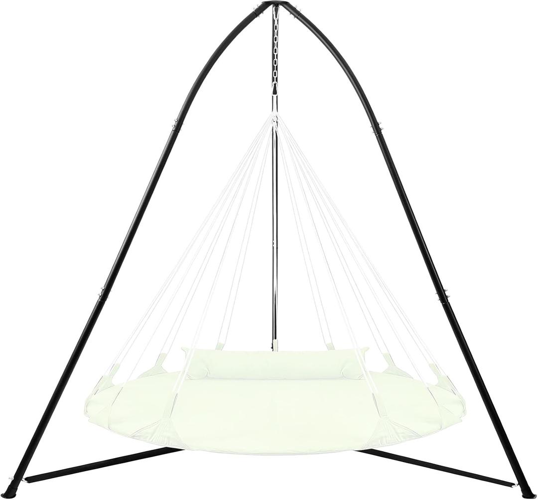 Tripod Hammock Chair Stand for Multi-Use, Heavy-Duty Hammock Chair Stand for Indoor & Outdoor, with Height Adjustable Triangular Design, 330 lbs Capacity, Easy Assembly, Stand Only - Black