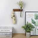 Key Holder Wall Mount, Solid Wood Key Holder for Wall with Planter Tube & 4 Brass Hooks, Decorative Renter-Friendly Wall Key Rack Hanger for Entryway Kitchen Living Room Car Keys