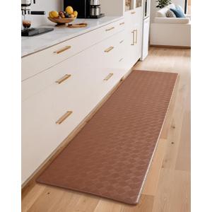 Color&Geometry Anti Fatigue Cushioned Kitchen Floor Mats, 17"X71", Long Runner Rug Non Slip Waterproof, Memory Foam Padded Standing Mat for Front Sink, Brown
