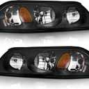 WEELMOTO Headlights Compatible with 2000-2005 Chevy Impala, Headlight Assembly for 00 2001 2002 2003 2004 05 Impala Black Housing Amber Reflector Driver&Passenger Sides