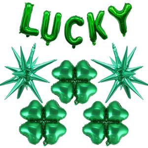 St Patricks Day Balloons Lucky Letter Balloon Banner Green Star Shamrock Foil Balloons Four Leaf Clover Balloon for Happy Saint Patrick Day Party Decoration Irish Festival Party Supplies
