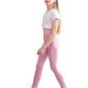 Gnainach Girls Metallic Leggings Size 12-13 Years Old Sparkly Pink Comfort Stretch High Waisted Active Yoga Pants for Youth Workout