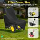 Tiller Cover, Rototiller Covers, 420D Silver-Coated Waterproof Fabric, Adjustable Drawstring Hem, Green Handle & Rear Waist Band  Fits Most Tillers (Black, Gas Tiller Cover)