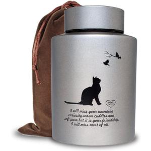 Pet Cremation Urns for Cats Ashes, Up to 60 lbs Cat Memorial Keepsake Urns for Ashes-Medium (Gray)