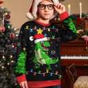 BesserBay Girls Boys Unisex Ugly Christmas Sweater Long Sleeve Crewneck 3D Graphic Printed Sweatshirt Black Dinosaur 14 Years