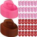 Hillban 72 Pcs Western Cowboy Hat and Paisley Bandana Set for Kids Felt Cowboy Party Hats for Costume Party Favors (Brown, Pink)
